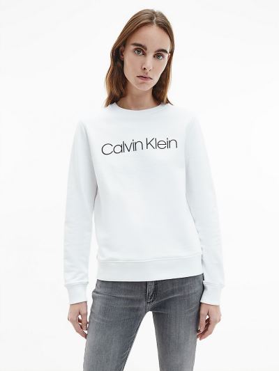Calvin Klein Ruhák HU624671 | Calvin Klein Organic Cotton Logo Női Pulóver Fehér